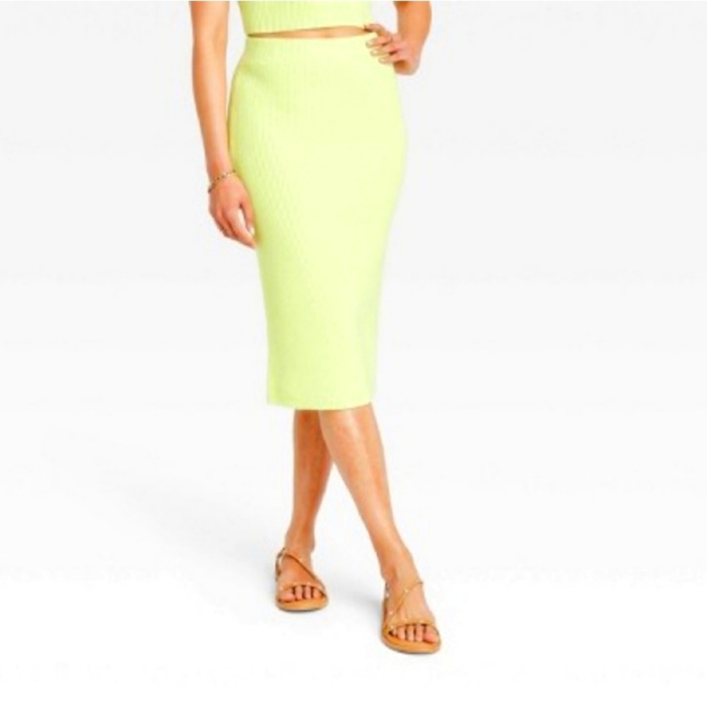 NWT neon yellow pencil skirt
